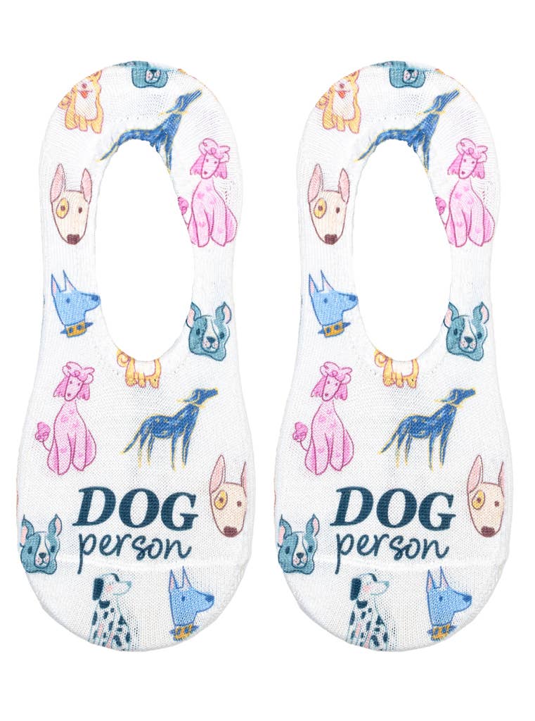 No-Show Liner Socks - "Dog Person" - White