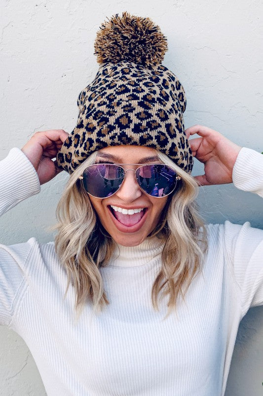 Pom Pom Leopard Beanie – Bliss Danville display picture 1