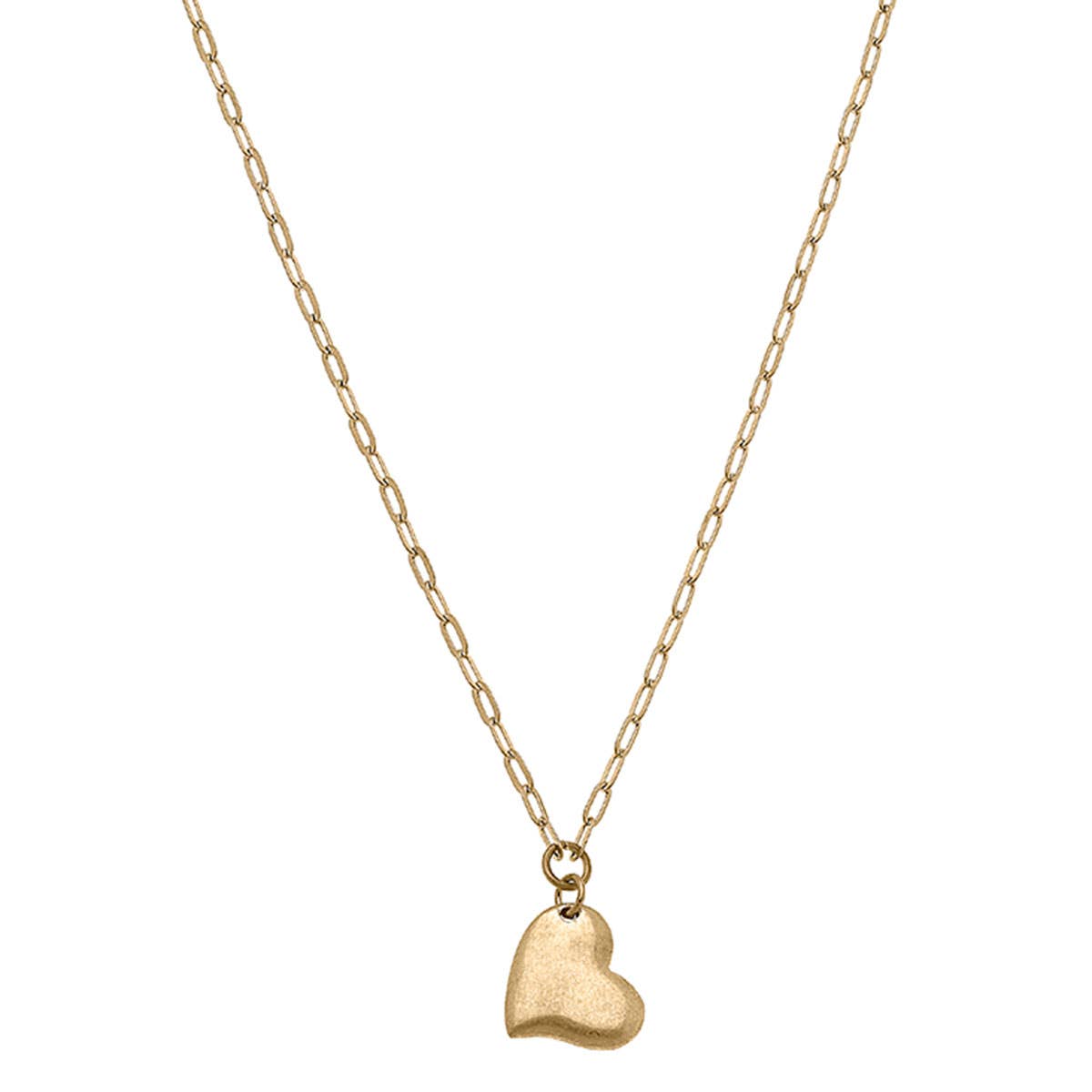 Heart Charm Necklace in Worn Gold