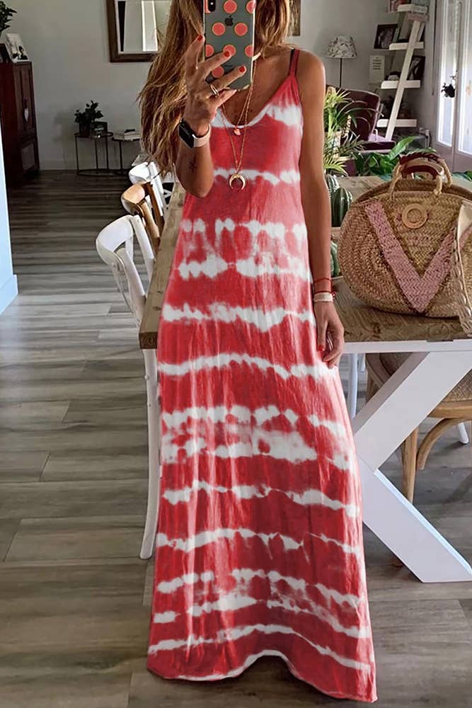 Tie Dye Spaghetti Straps Maxi Dress