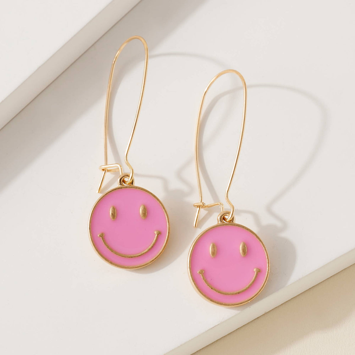Smile Dangling Earrings-Pink