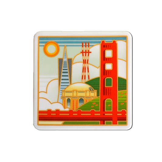 SF Towers At Noon Ceramic Coaster Set