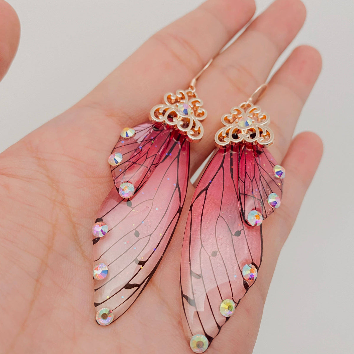 Handmade Fairy Wings Earrings Insect Butterfly Wing: D