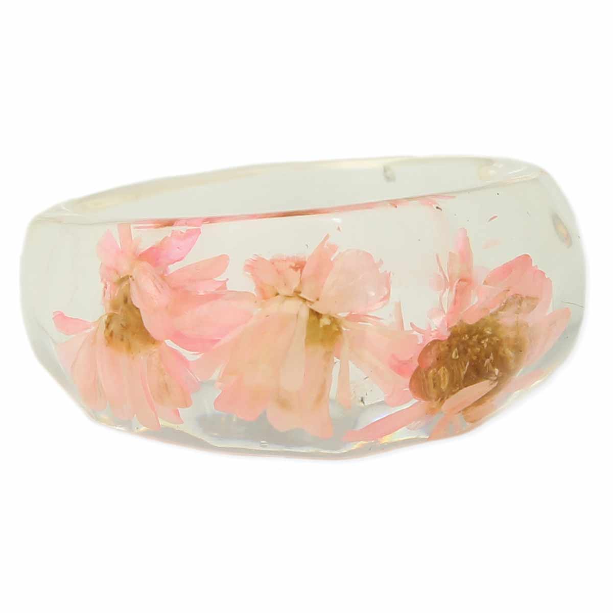 Cottage Pink Clear Facet Resin Ring