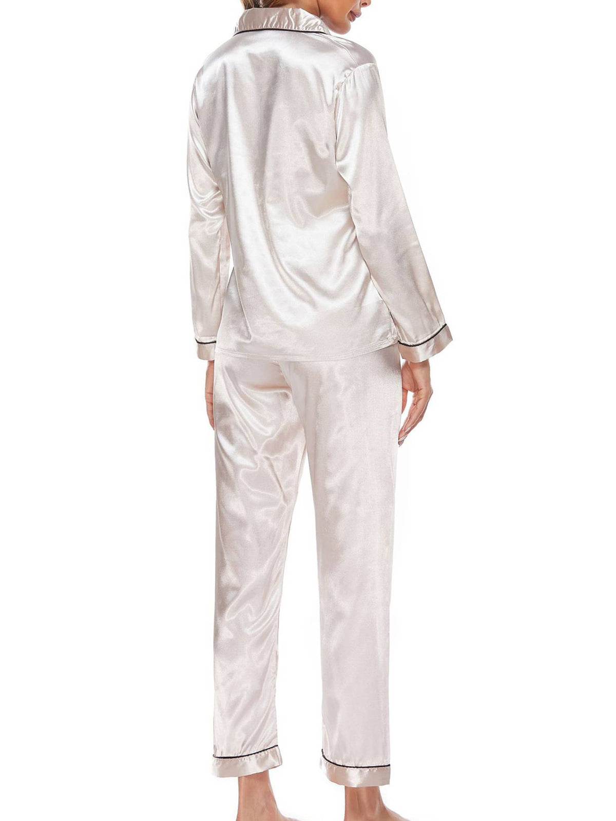 Button Up Pajamas for Women Long Sleeve Soft Set: M / Champagne
