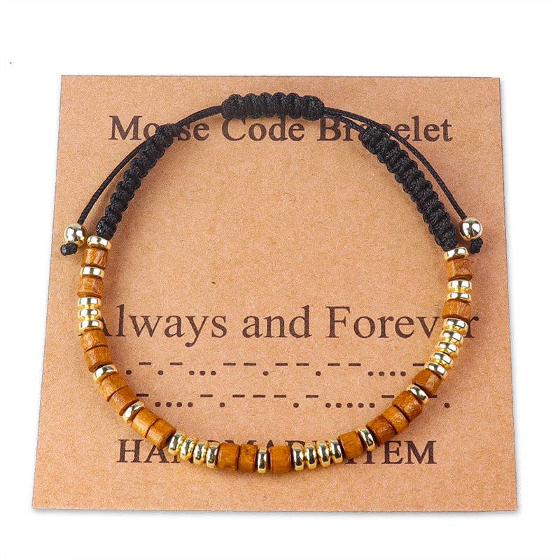 Handmade Wooden Beaded Morse Code Bracelets: Just Breathe