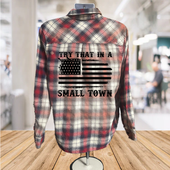 Small Town Flag Button Down Shirt: L