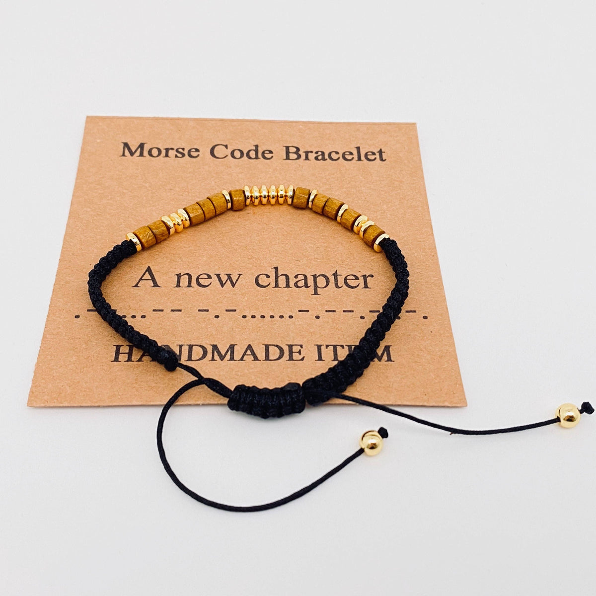 Handmade Wooden Beaded Morse Code Bracelets: Just Breathe