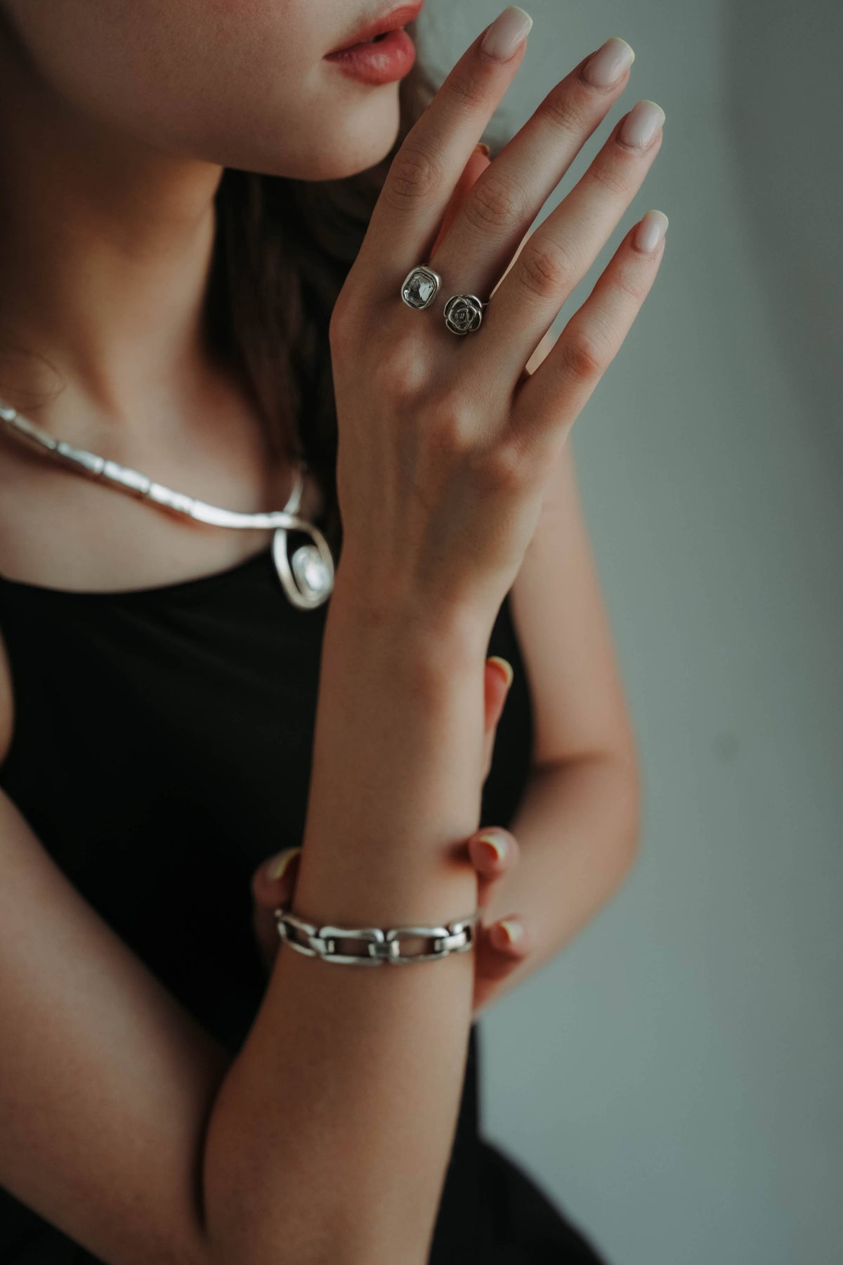 Handmade Crystal Brass Ring - 6828