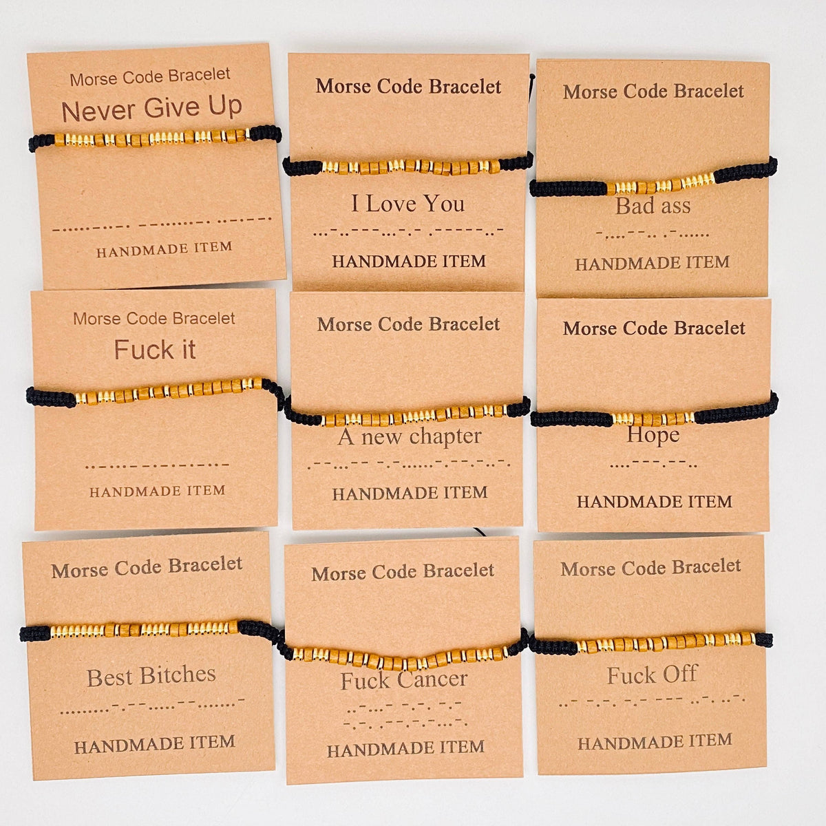 Handmade Wooden Beaded Morse Code Bracelets: Just Breathe