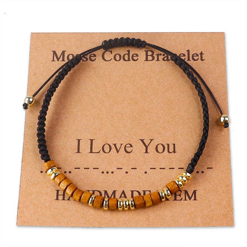 Handmade Wooden Beaded Morse Code Bracelets: Just Breathe