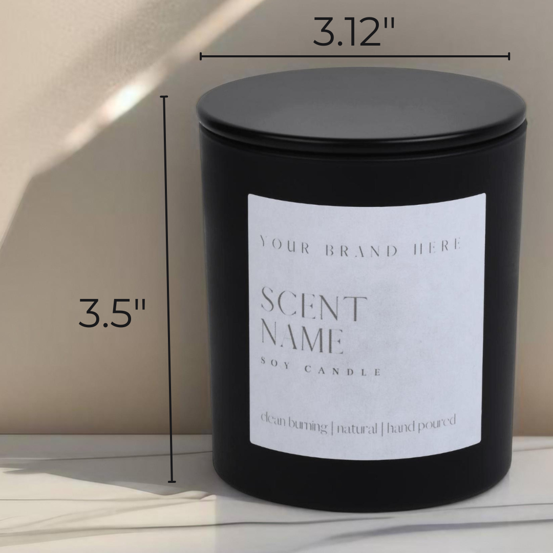 10oz Unlabeled Black Matte  Jar Soy Candle Private Label: Tobacco Sandalwood