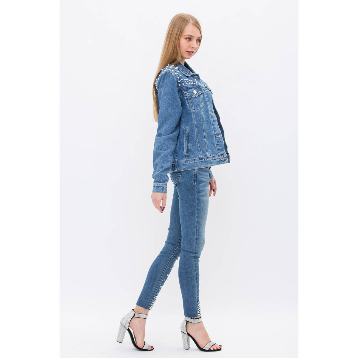 PEARL DEMIM JACKETS: BLACK / L