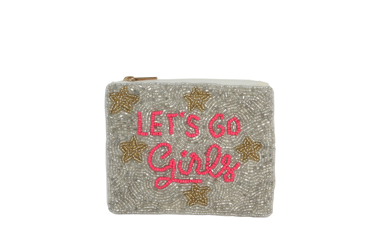 Ladies Fully Beaded Lets Go Girl Themed Coin Purse