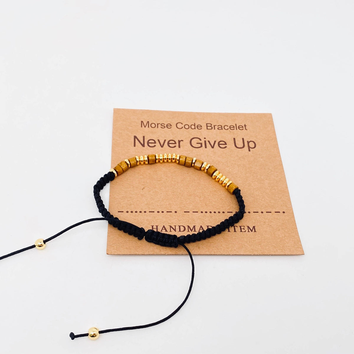 Handmade Wooden Beaded Morse Code Bracelets: Just Breathe