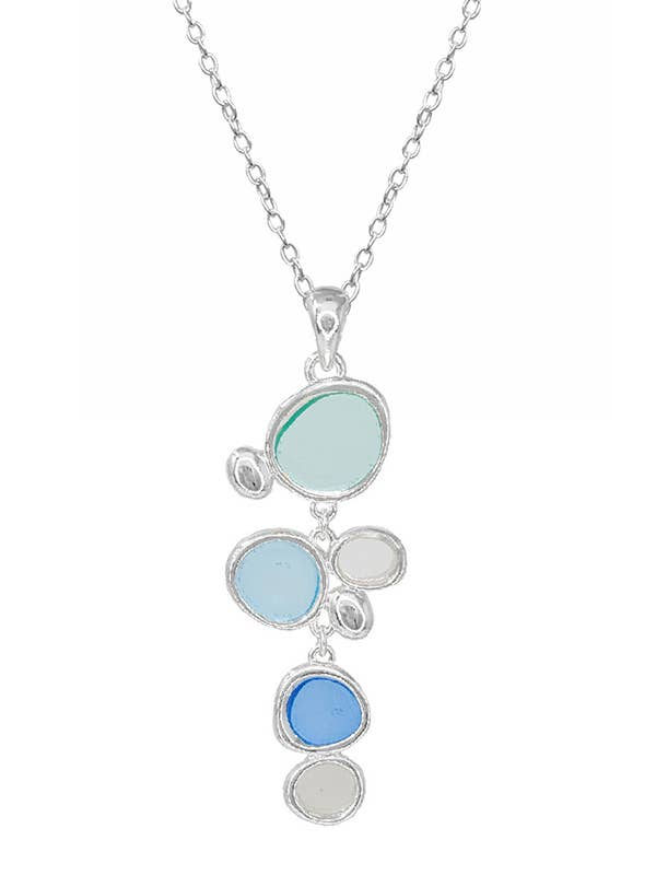 ( V692 )  WINDOW EPOXY PEBBLE PENDANT NECKLACE