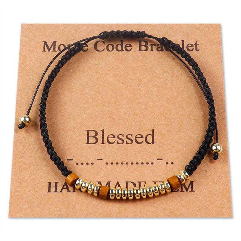 Handmade Wooden Beaded Morse Code Bracelets: Just Breathe