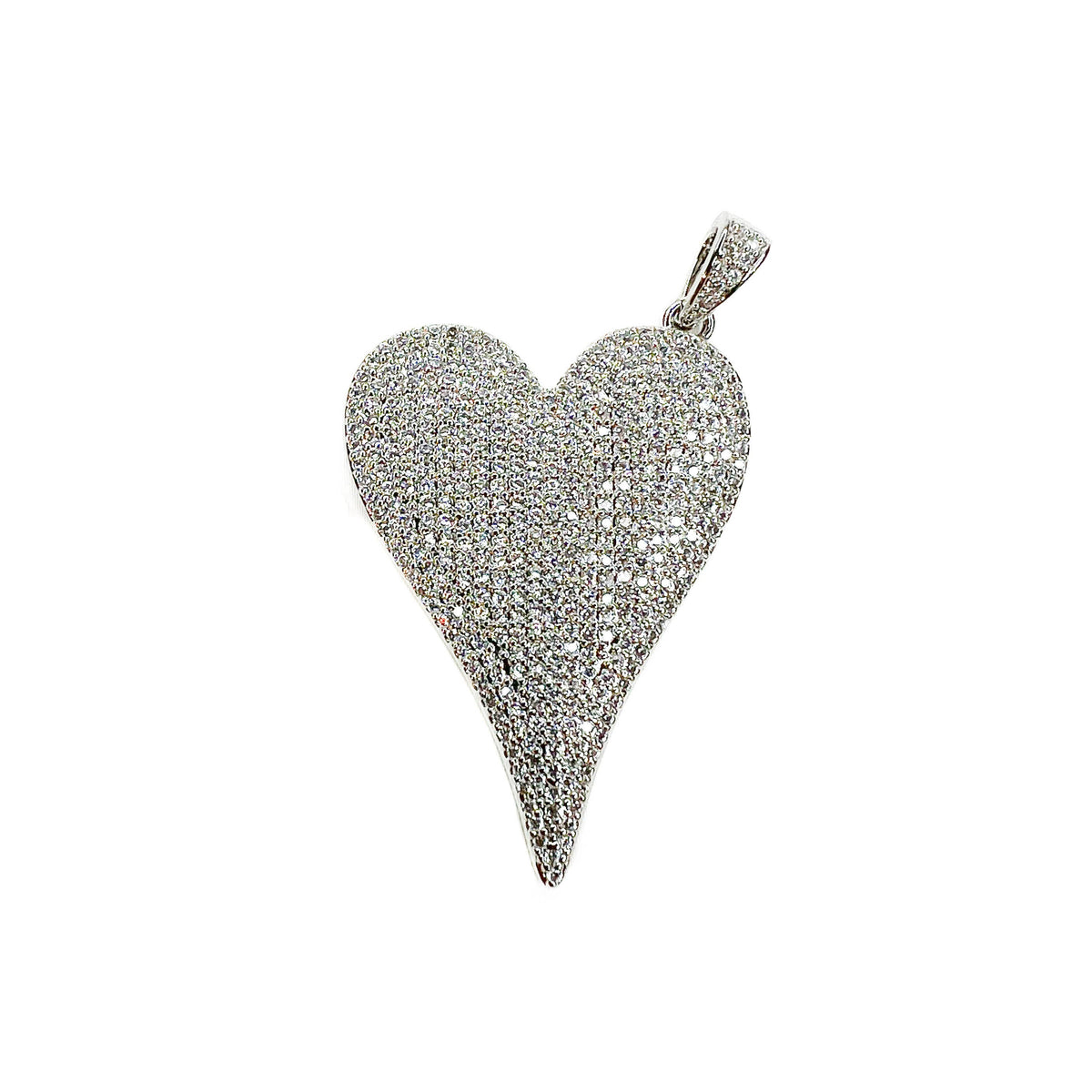 Heart CZ Necklace Charms for Charm Bar: Silver CZ