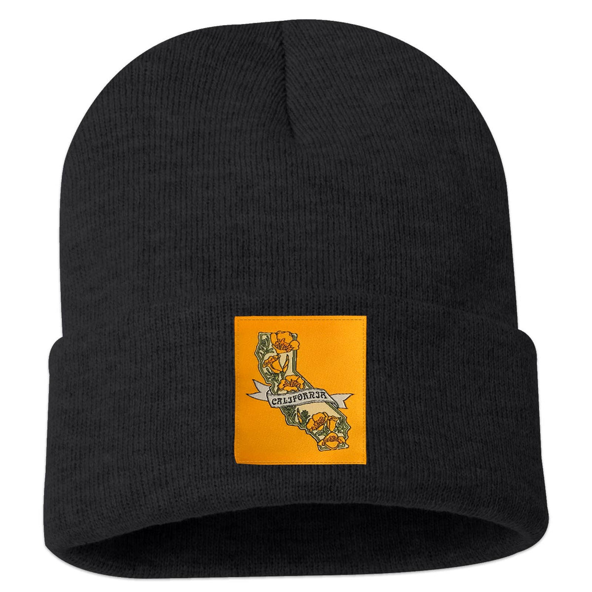 California State w/ Poppies 12" Knit Beanie: Charcoal
