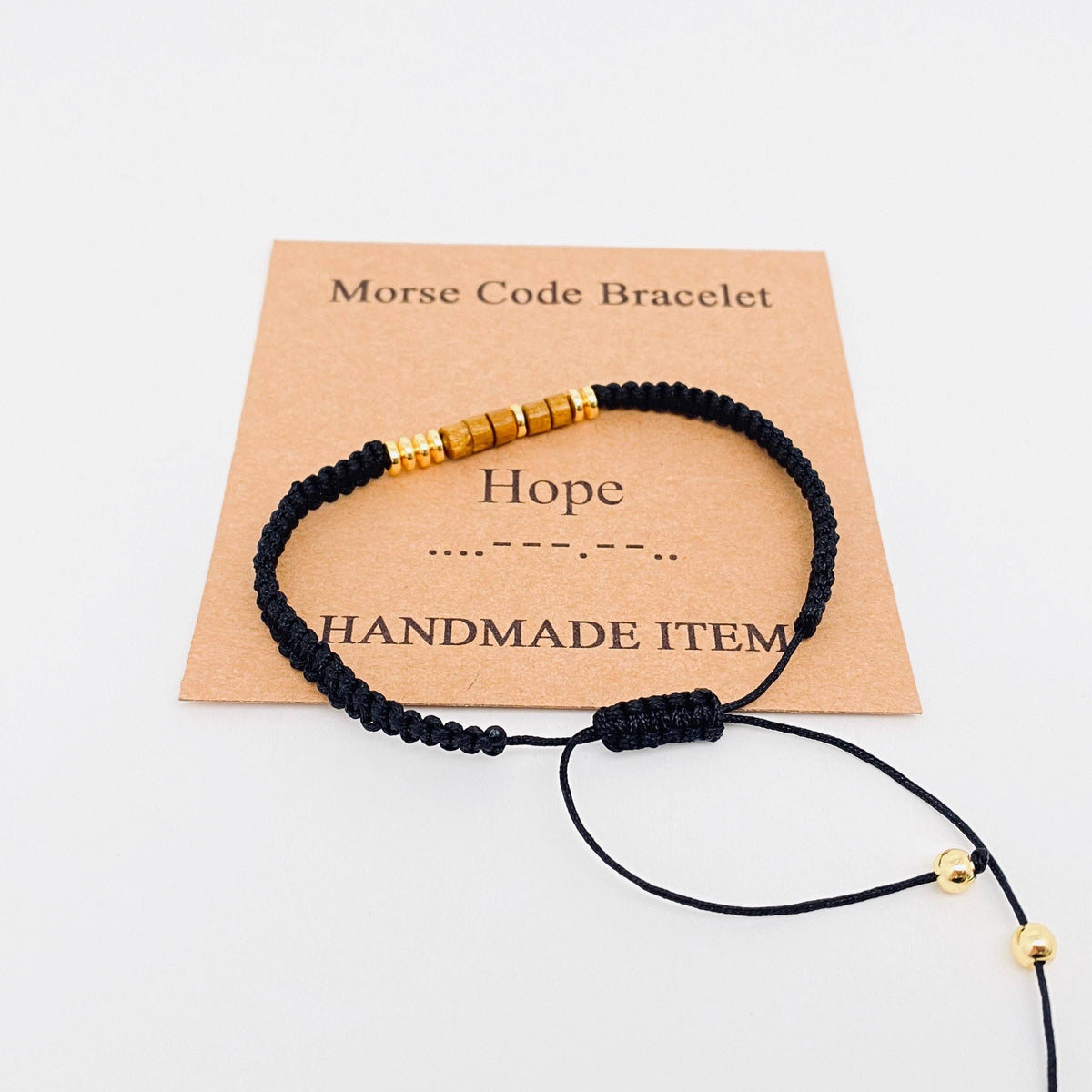 Handmade Wooden Beaded Morse Code Bracelets: Blessed