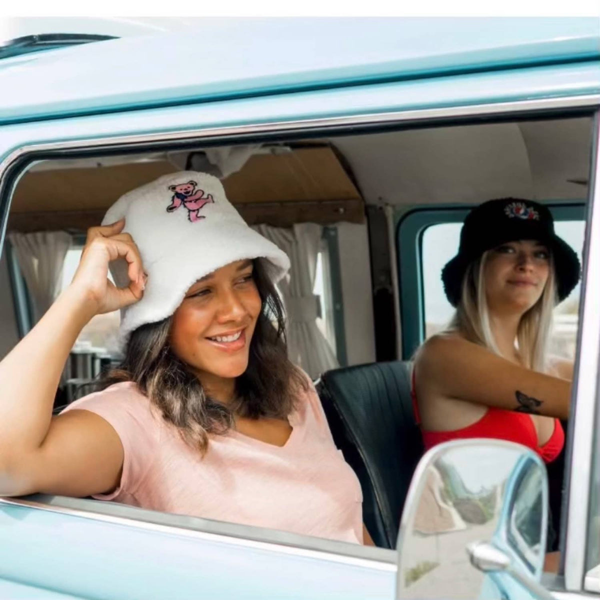 Pink Bear Polyester Bucket Hat