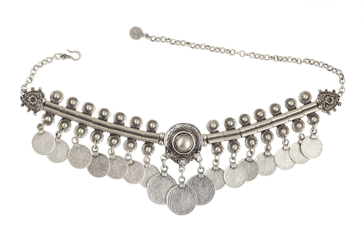 Handmade Pewter Coin Choker - ZNY004