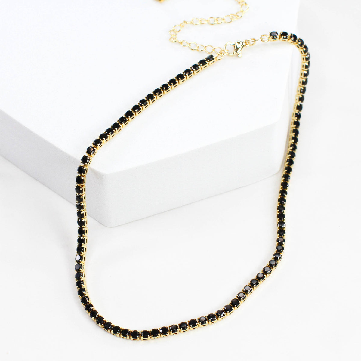 Tennis Black CZ Crystal Necklace