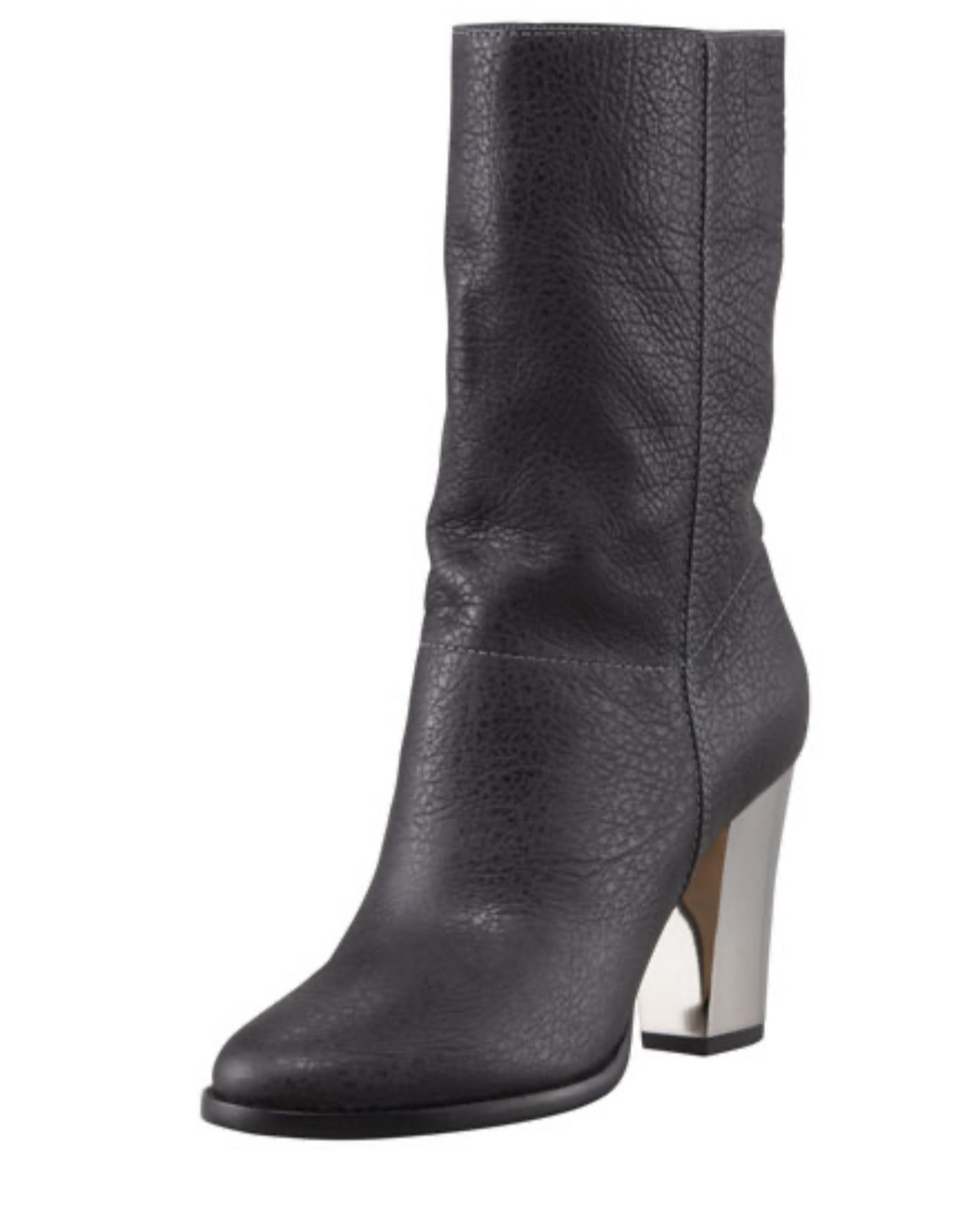 Resale Deals Black Jimmy Choo Music Silver-Heel Mid-Calf Boot Boots 7/7.5