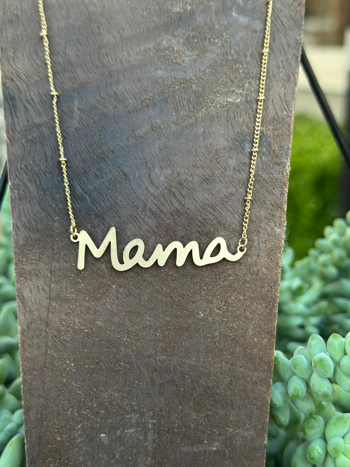 Mom's Love Mama Gold Script Necklace