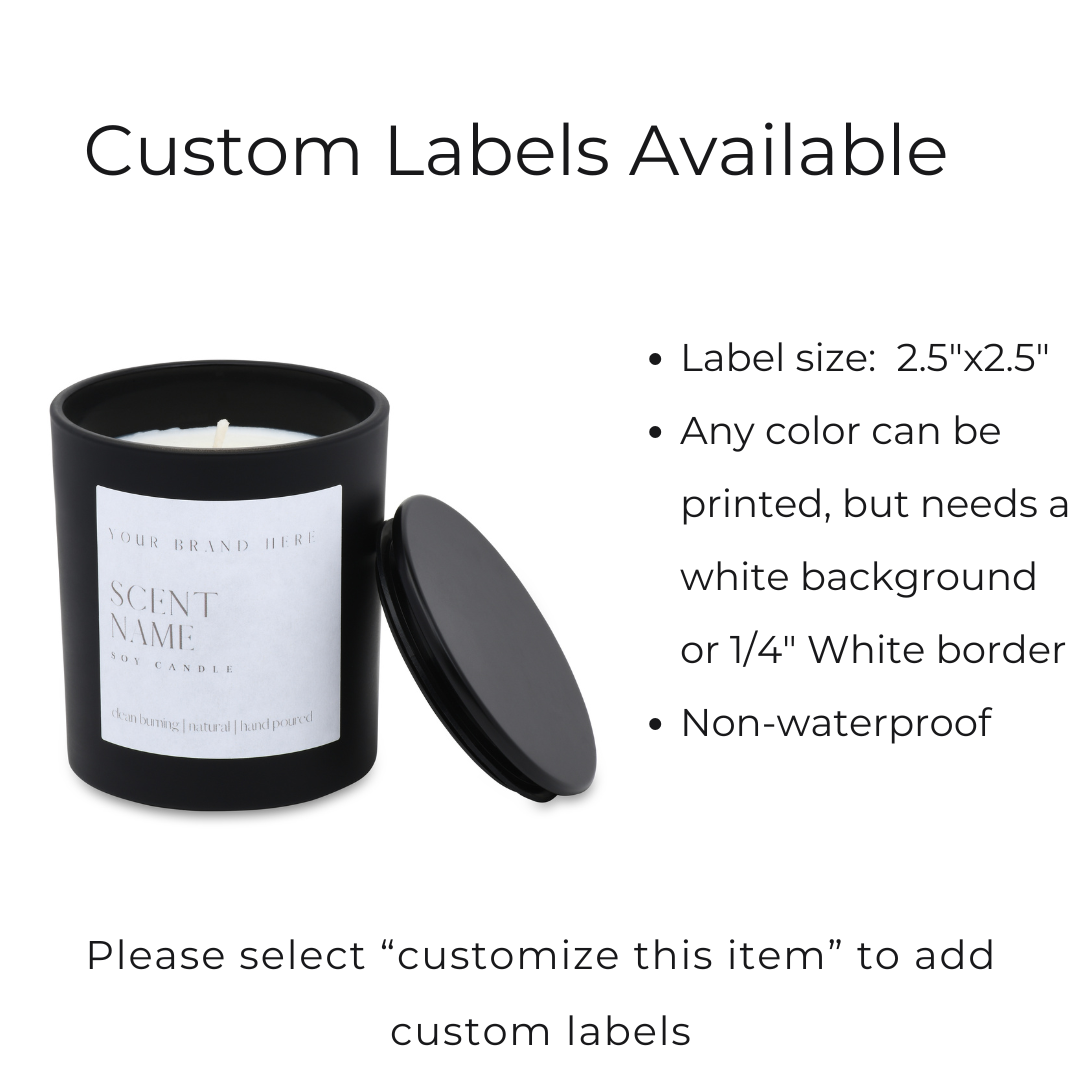 10oz Unlabeled Black Matte  Jar Soy Candle Private Label: Tobacco Sandalwood