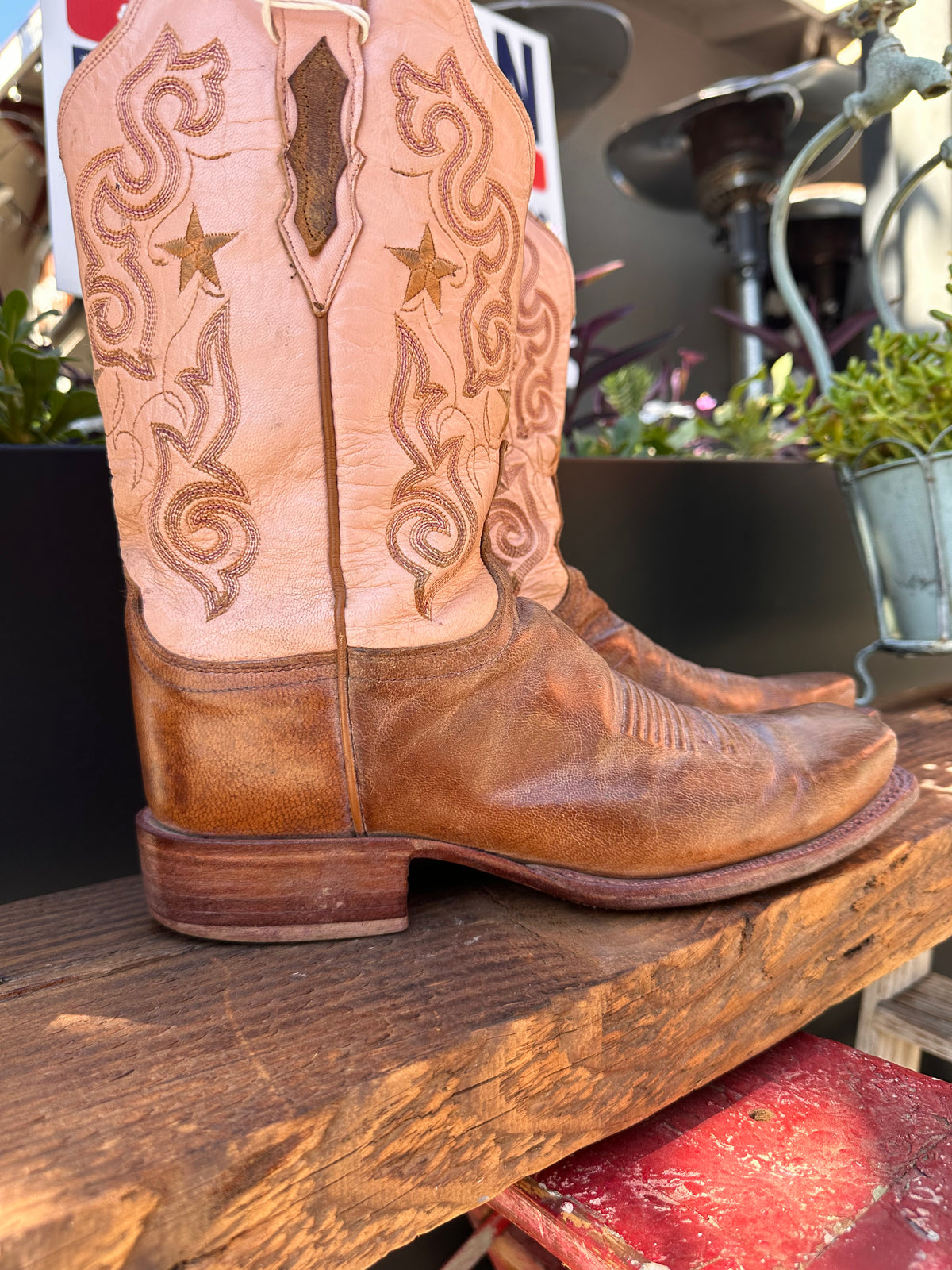 Resale Deals 1883 by Lucchese 2000 Brown/Pink Western Cowgirl Boots Size 9C