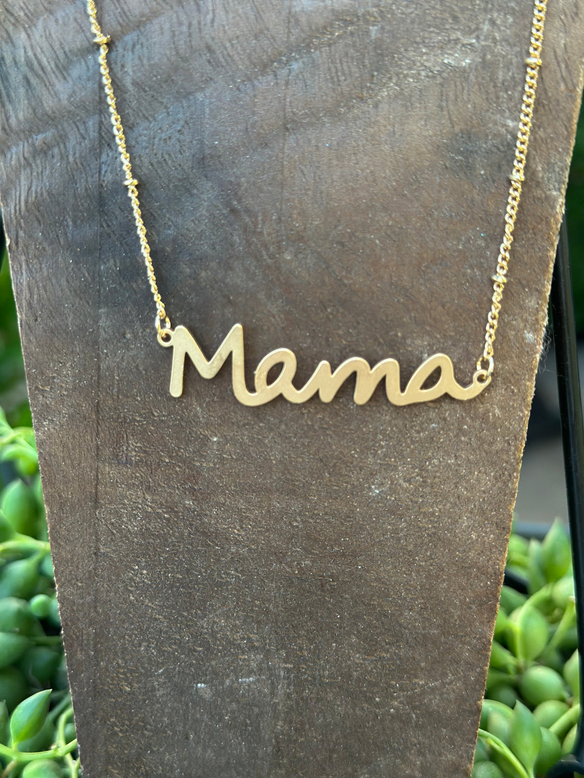 Mom's Love Mama Gold Script Necklace
