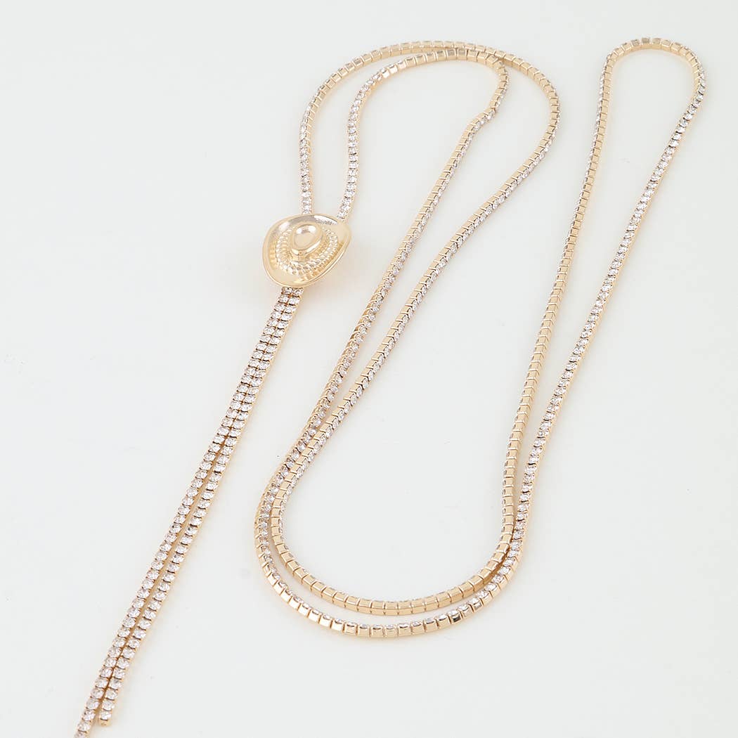 Bejeweled Cowboy Hat Toggle Necklace