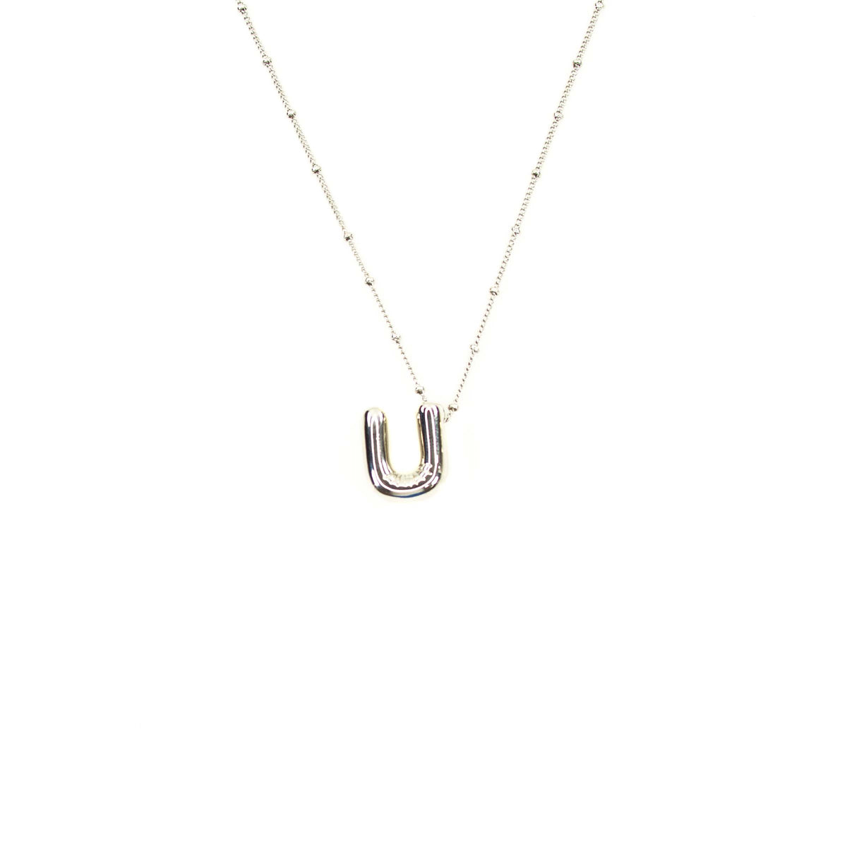 Initial Balloon Bubble Silver Necklace: A