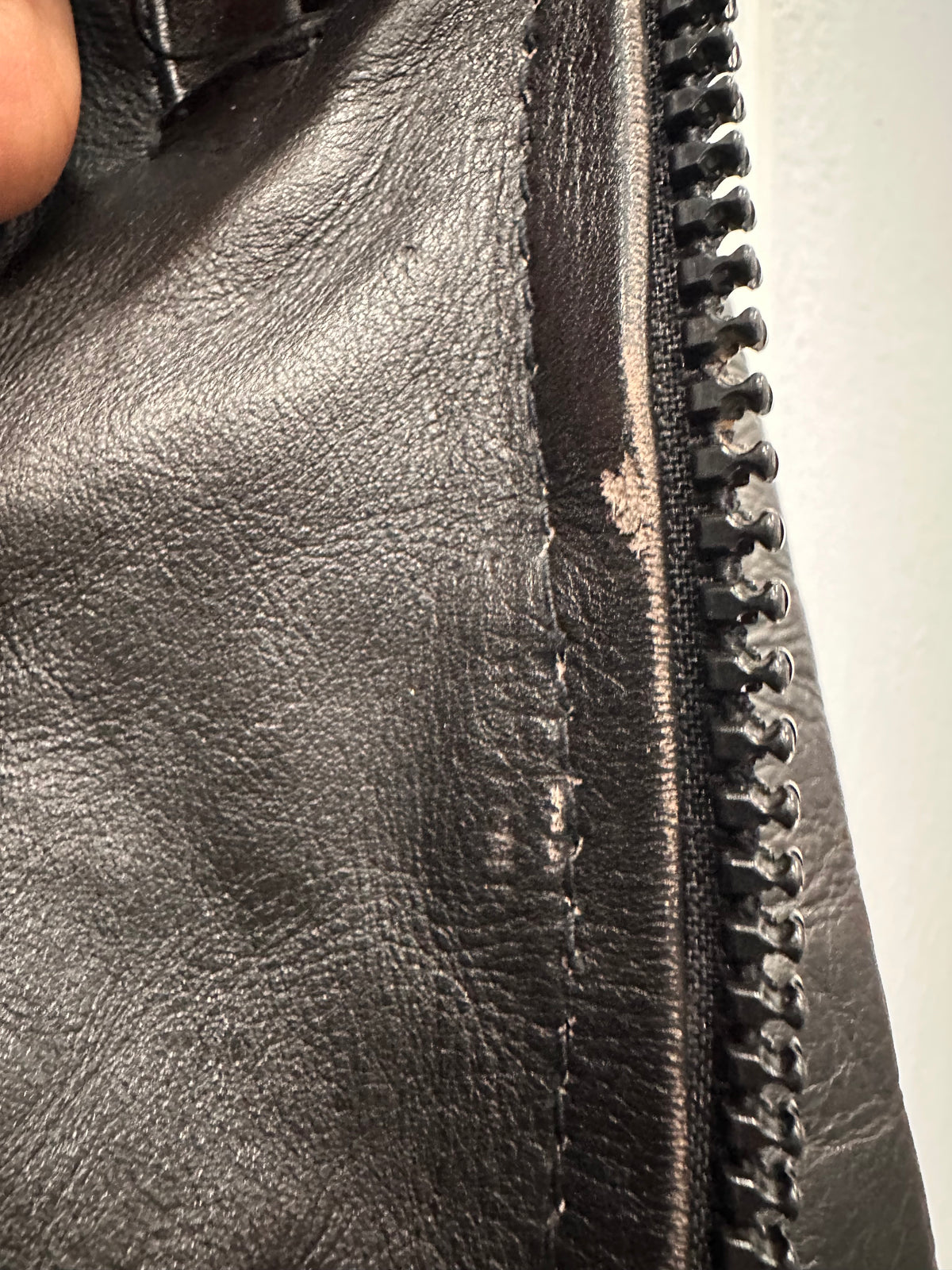 Black  Leather Motorcycle Jacket Rose Cut Tassel Small