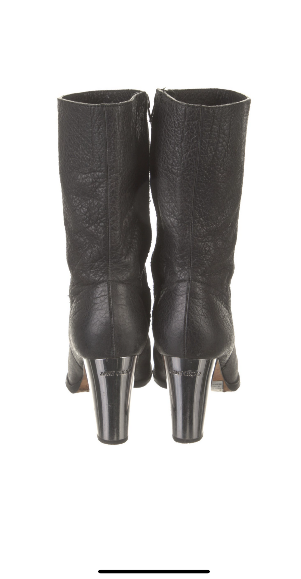 Resale Deals Black Jimmy Choo Music Silver-Heel Mid-Calf Boot Boots 7/7.5