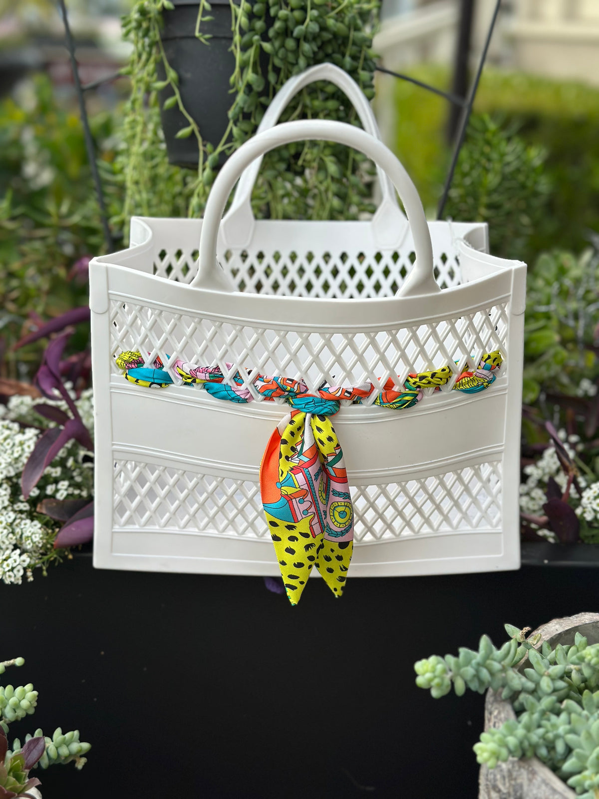 The Soleil Cutout Jelly Tote w/ Scarf - Main Image