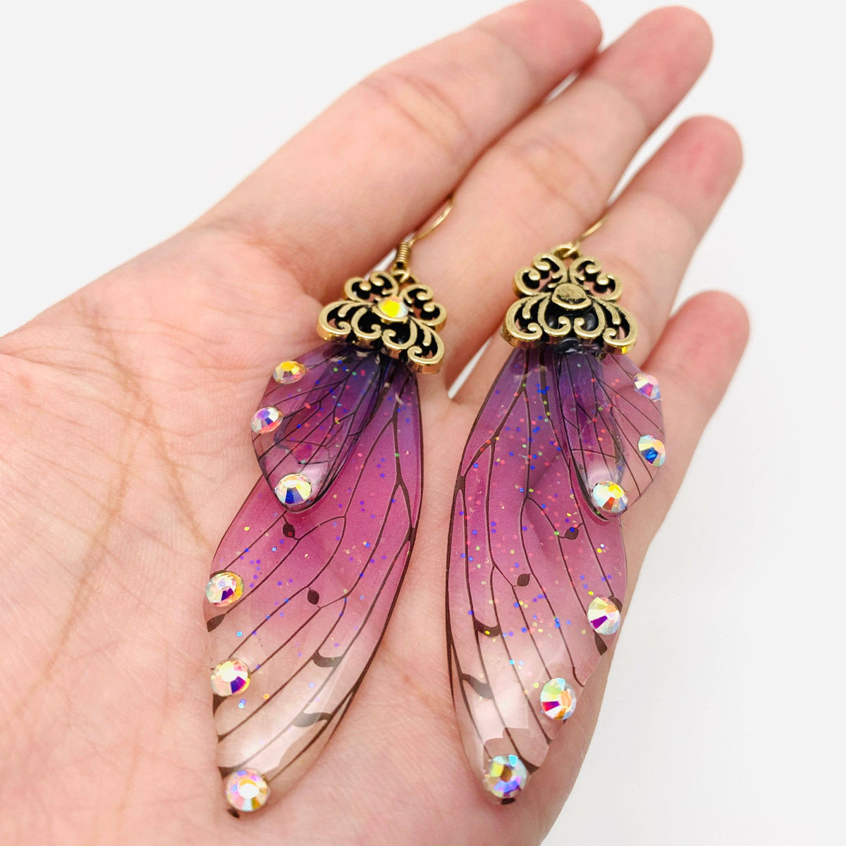 Handmade Fairy Wings Earrings Insect Butterfly Wing: D