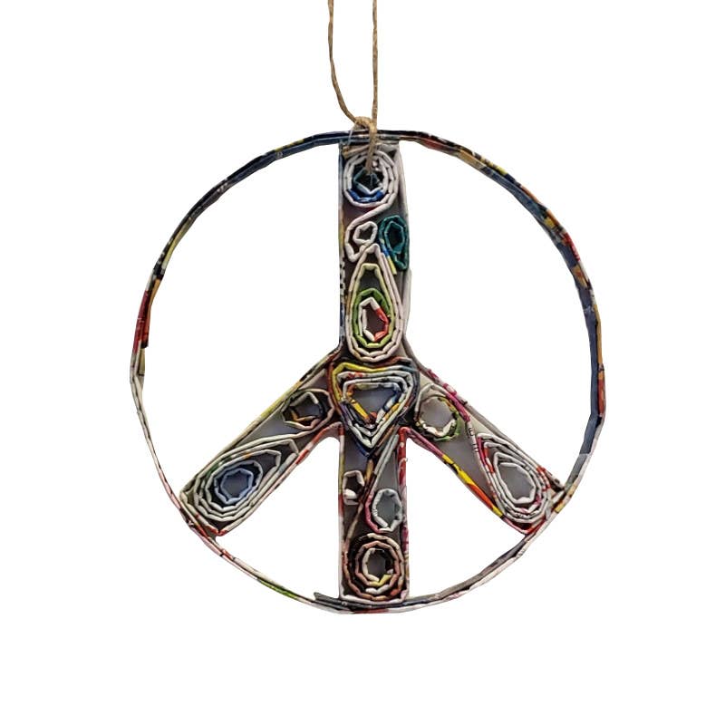 Peace Sign Ornament - Recycled Paper: Large