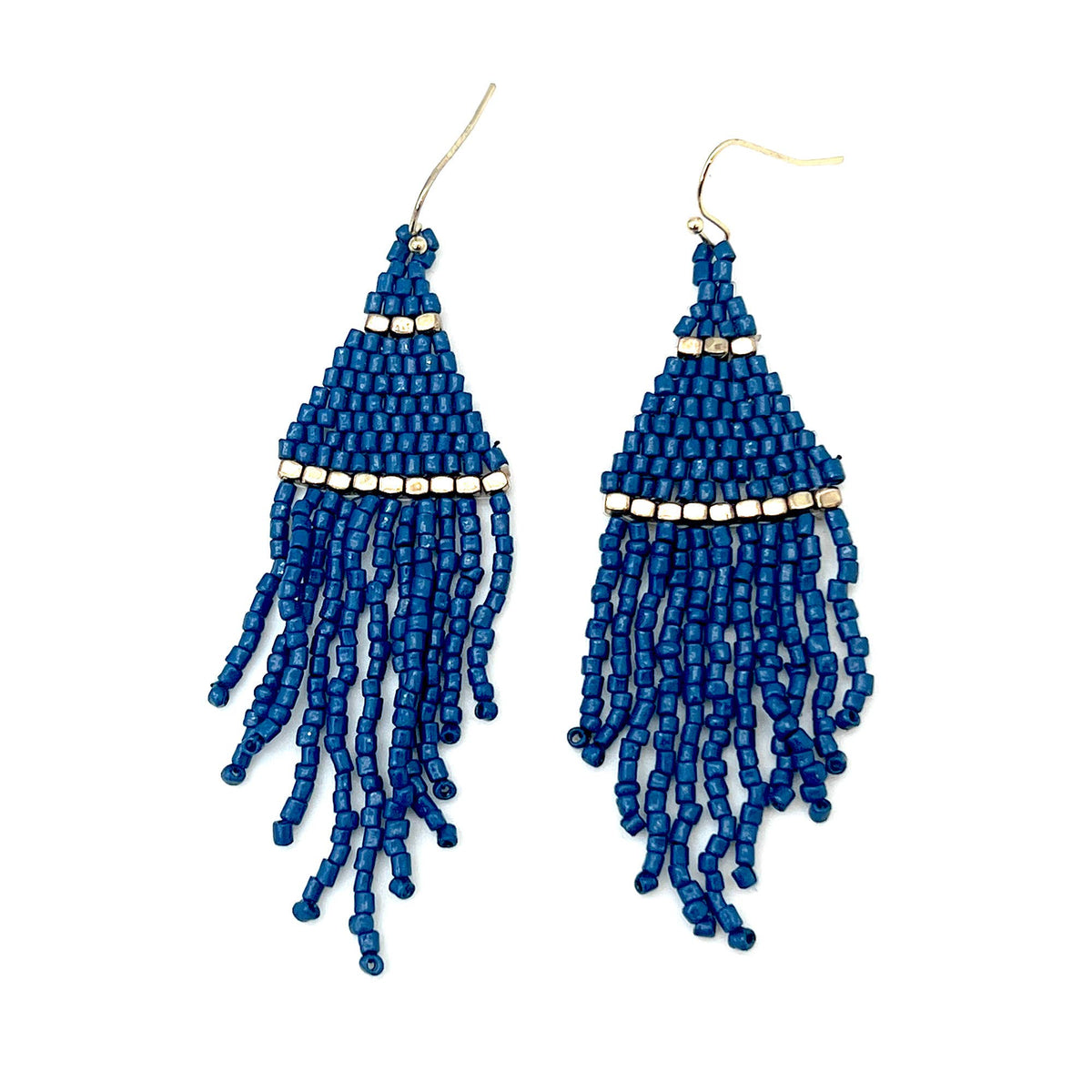 Seedbead Tapered Fringe Earrings - Shimmering Gold