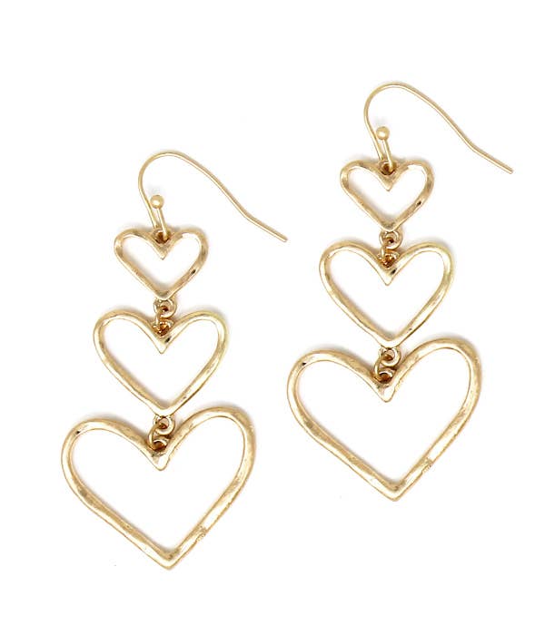( A712 )  TRIPLE HEART LINK EARRING
