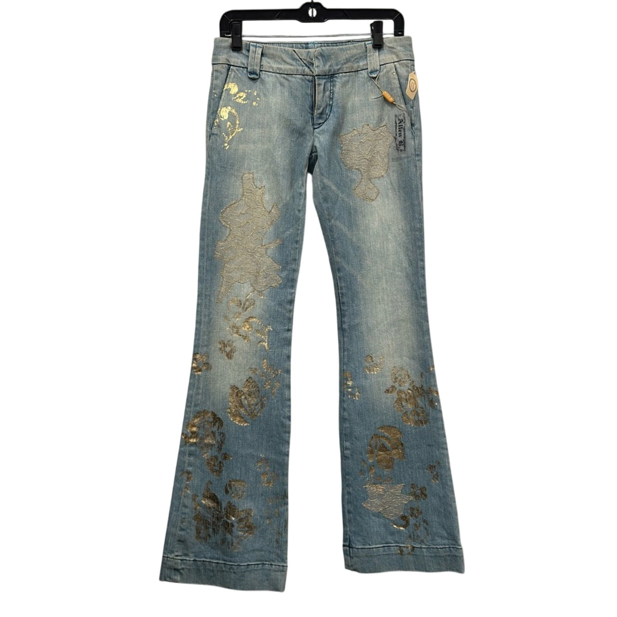 Allen B Gold‎ Foil Y2K Flare Jeans