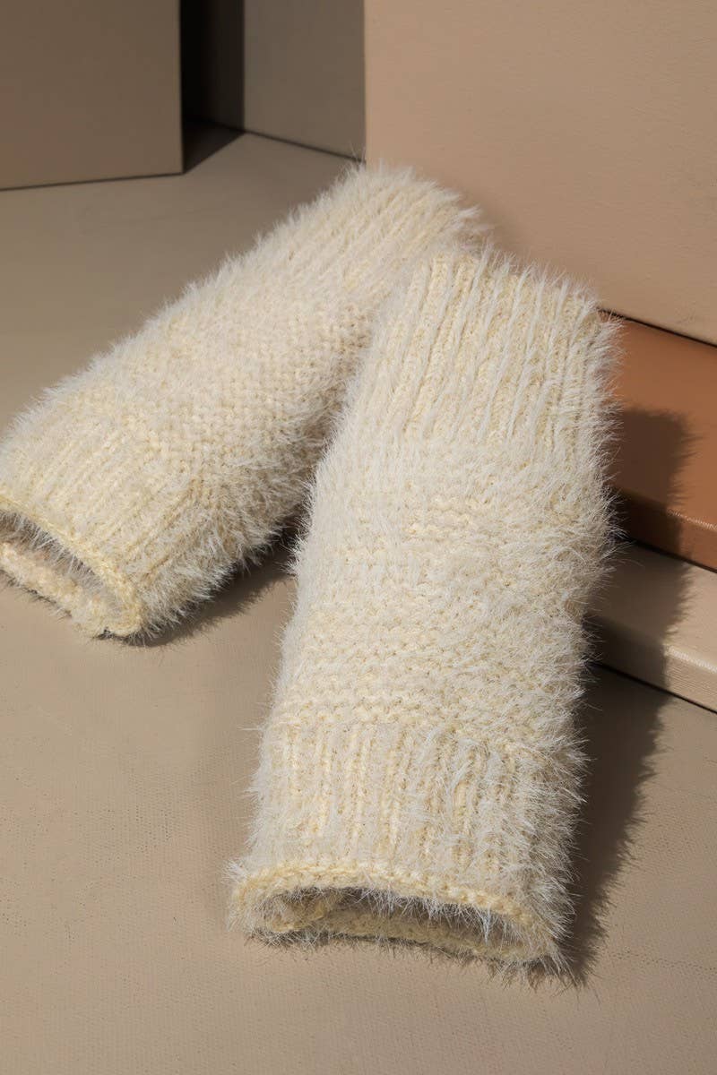 Garter Stitch Fingerless Gloves: Black