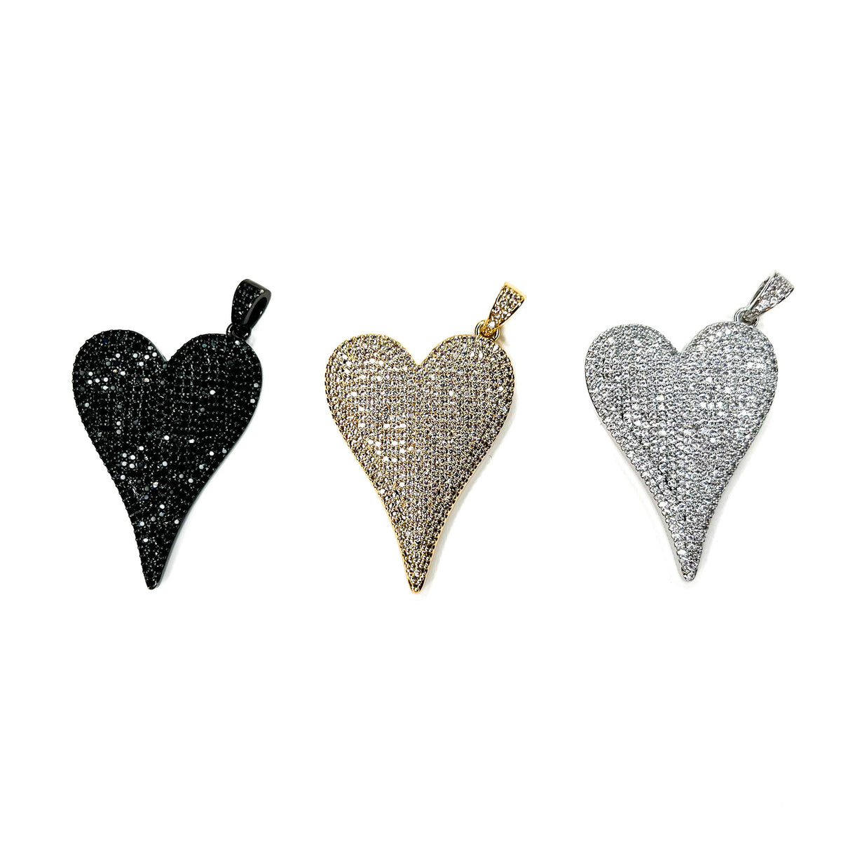 Heart CZ Necklace Charms for Charm Bar: Silver CZ