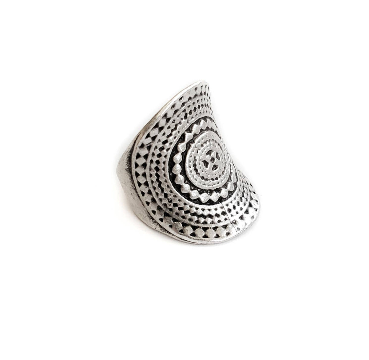 Handmade Boho Brass Ring In Silver Plated - ZRC-021
