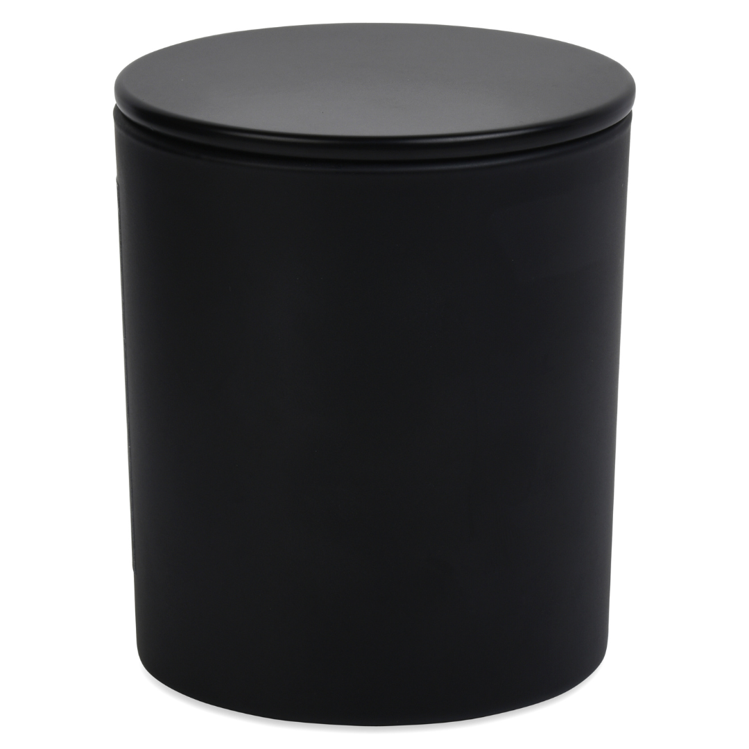 10oz Unlabeled Black Matte  Jar Soy Candle Private Label: Tobacco Sandalwood