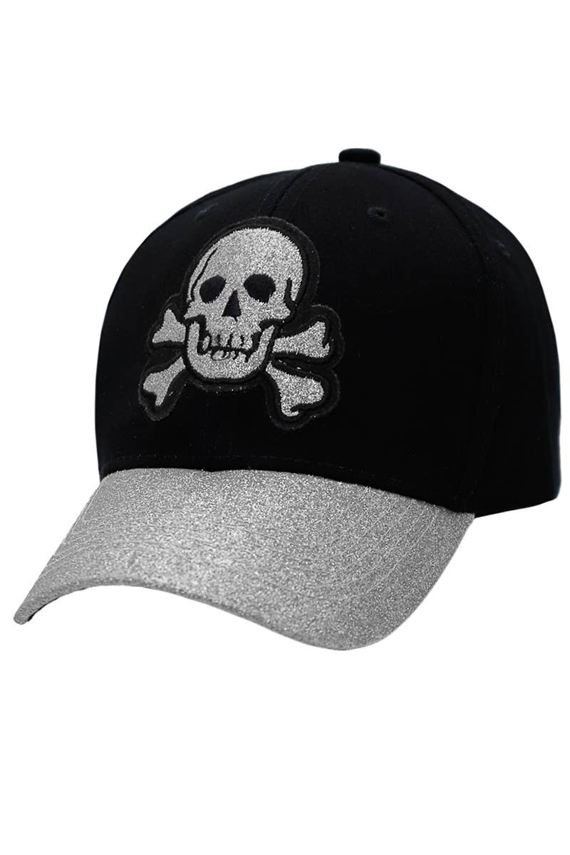 Glitter Shimmer Skull Curved Bill Baseball Cap