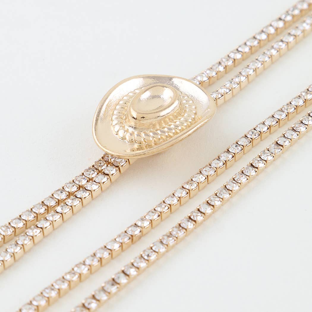 Bejeweled Cowboy Hat Toggle Necklace