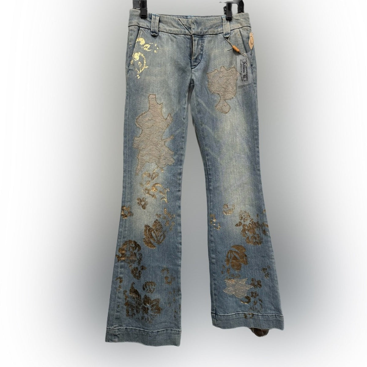 Allen B Gold‎ Foil Y2K Flare Jeans