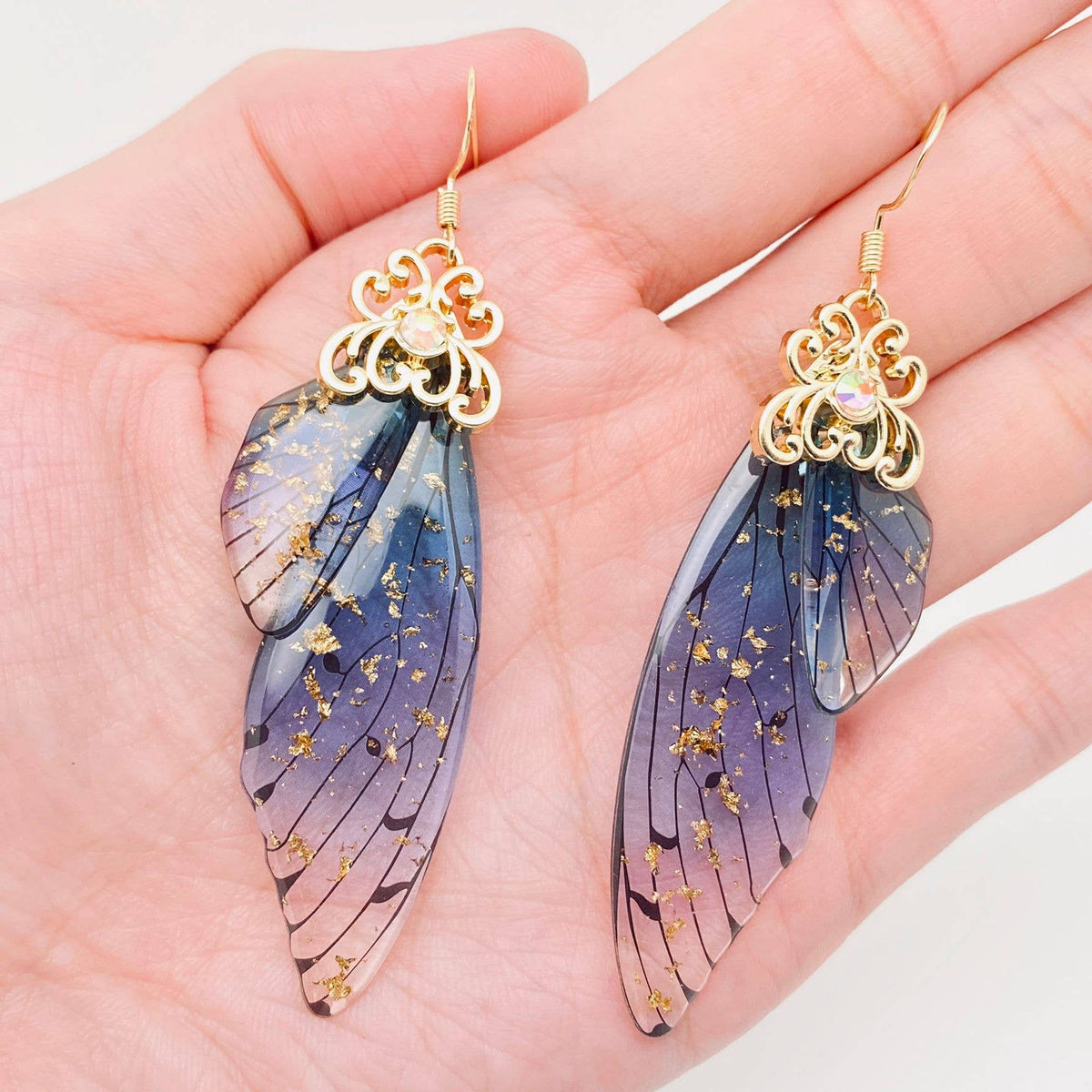 Handmade Fairy Wings Earrings Insect Butterfly Wing: D